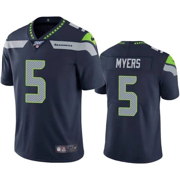 Men Seattle Seahawks #5 Jason Myers Nike Navy 100th Vapor Limited NFL Jersey